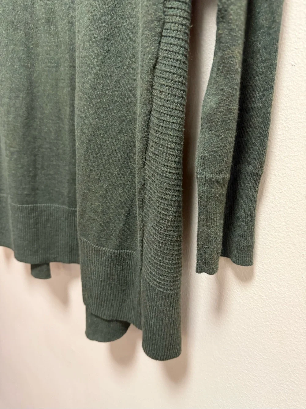 Gap Open Front Cardigan Olive Green 100% Cotton Shawl Collar Medium